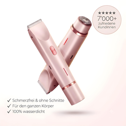 Glowphoria 2-in-1 Full Body Shaver in Rose - schmerzfrei, fuer den ganzen Koerper, 100% wasserdicht